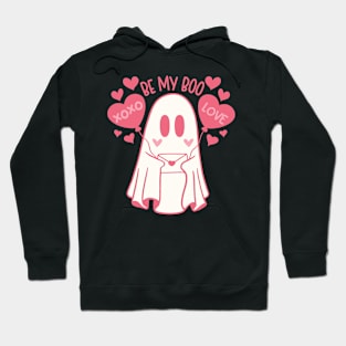 Retro Cute Ghost Valentines Day Heart Will You Be My Boo Hoodie